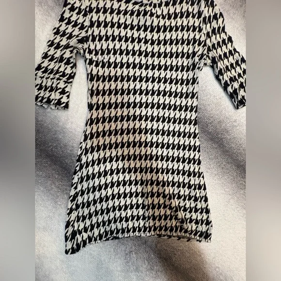 Unbranded Gray Black Large Houndstooth Mock Neck Knit Stretch Dress Medium M - Picture 2 of 7